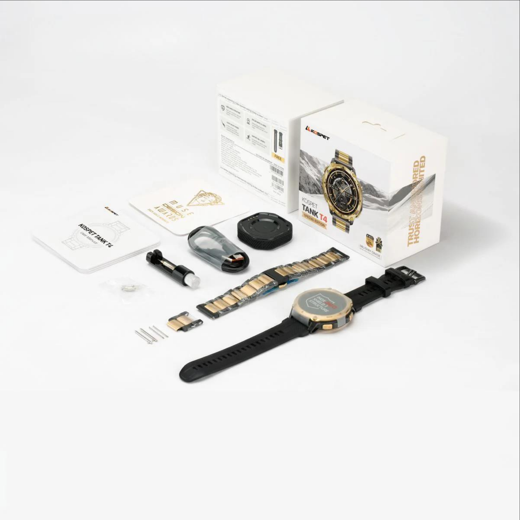 Смарт-часы тактические Kospet Tank T4 Special Edition Gold — фото 9