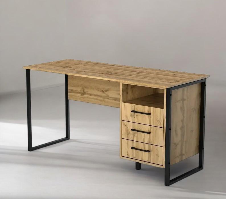 Стол письменный Tobi Sho LOFT Gold СПЛГ/3-1 прямой с 3 ящиками столешница 18 мм 1200х600х750 Дуб аппалачи