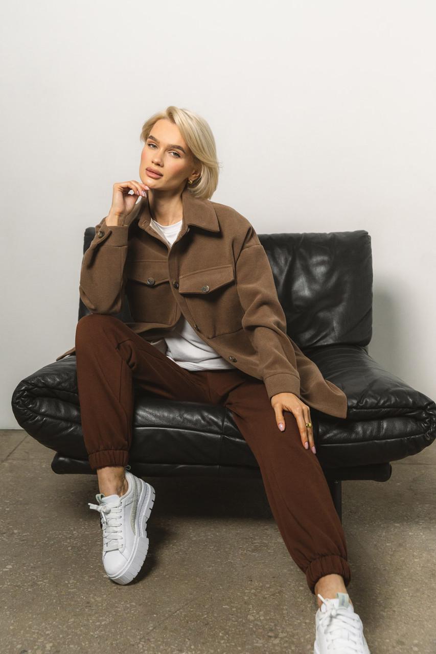 Пальто-рубашка женская из кашемира SM Коричневый (1822980663) - фото 5 Пальто-рубашка женская из кашемира SM Коричневый (1822980663) - фото 5