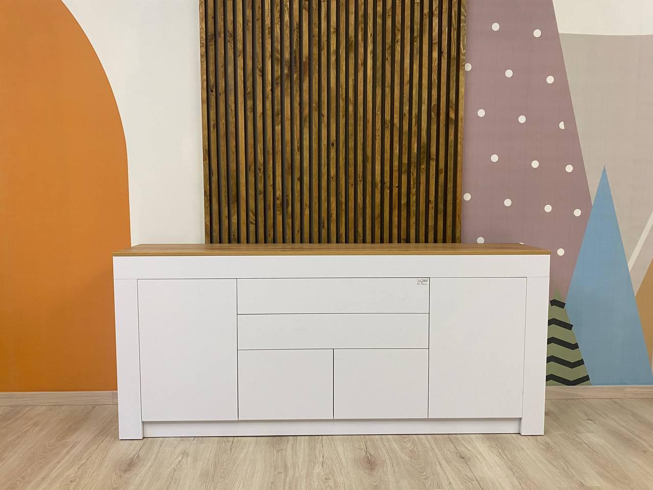 Комод з дверцятами та шухлядами без ручок Ларрі-2 1900x350x840 мм Білий/Дуб Аппалачі - фото 4