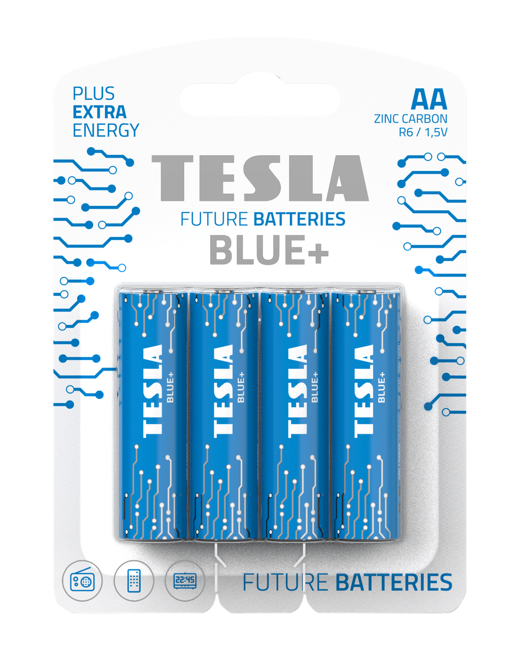 Батарейка TESLA AA BLUE+ R6 1,5V BLISTER FOIL 4 шт. (1793180207)