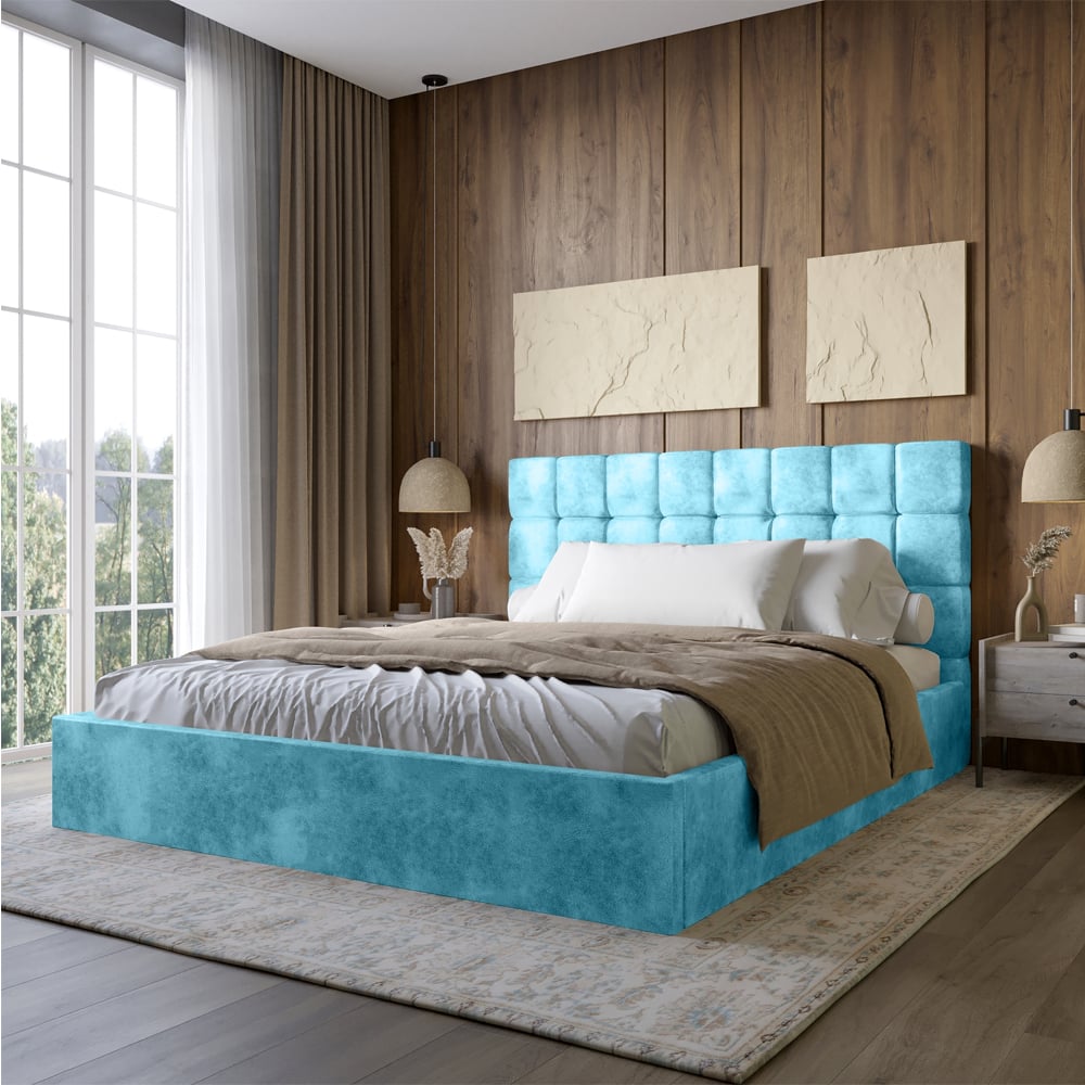 Ліжко двоспальне Lion Піксі Silk 502 180x200 см Бірюзовий (Lion-044268)