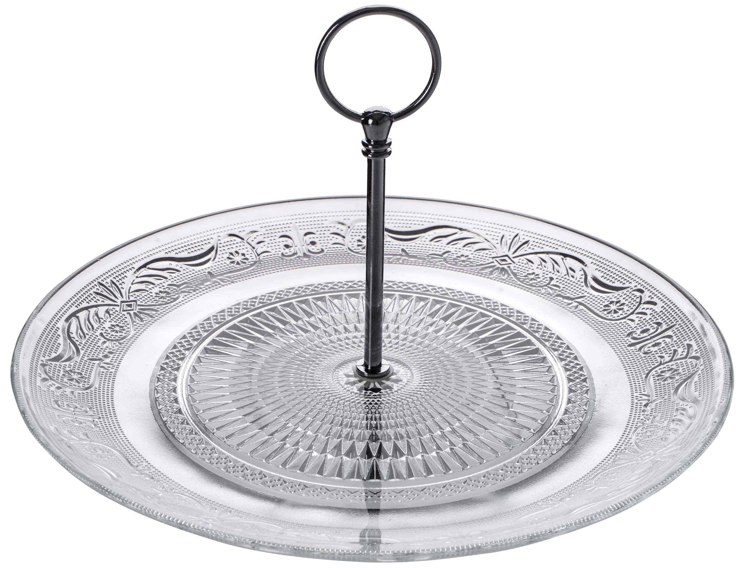 Фруктовница VIVA Lace с ручкой стеклянная 29 см (SP12/T)