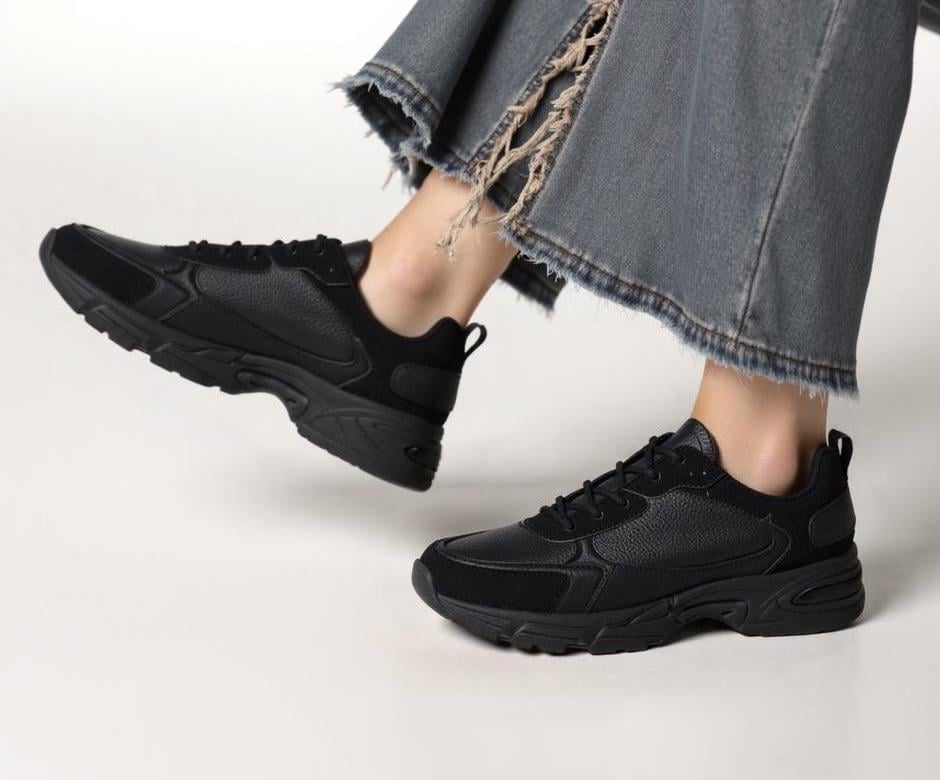 Кроссовки женские из комбинированной кожи р. 39 Черный (100376584-39)