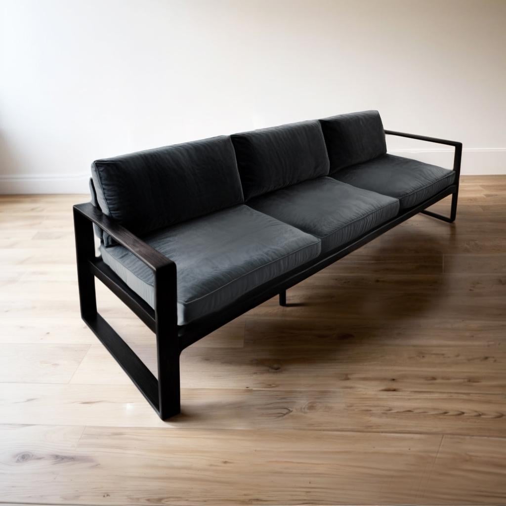 Диван металлический Tobi Sho Лофт Стейт/DV1 велюр с подлокотниками и подушками 6 шт. 750х1600х700 мм Черный/37