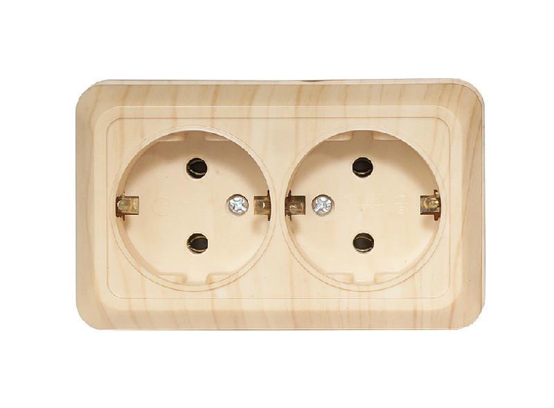 Розетка двойная Luxel с заземлением накладная opera Сосна (2808)