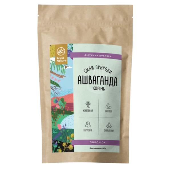 Натуральна добавка PapaNature Withania somnifera Ашваганда порошок 60 г/30 порцій (23712993)
