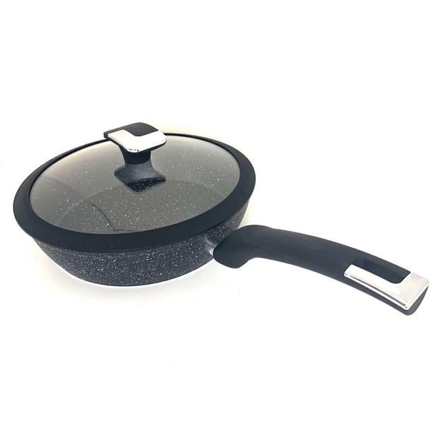 Сковорода A-PLUS глибока мармурова з кришкою 22 см