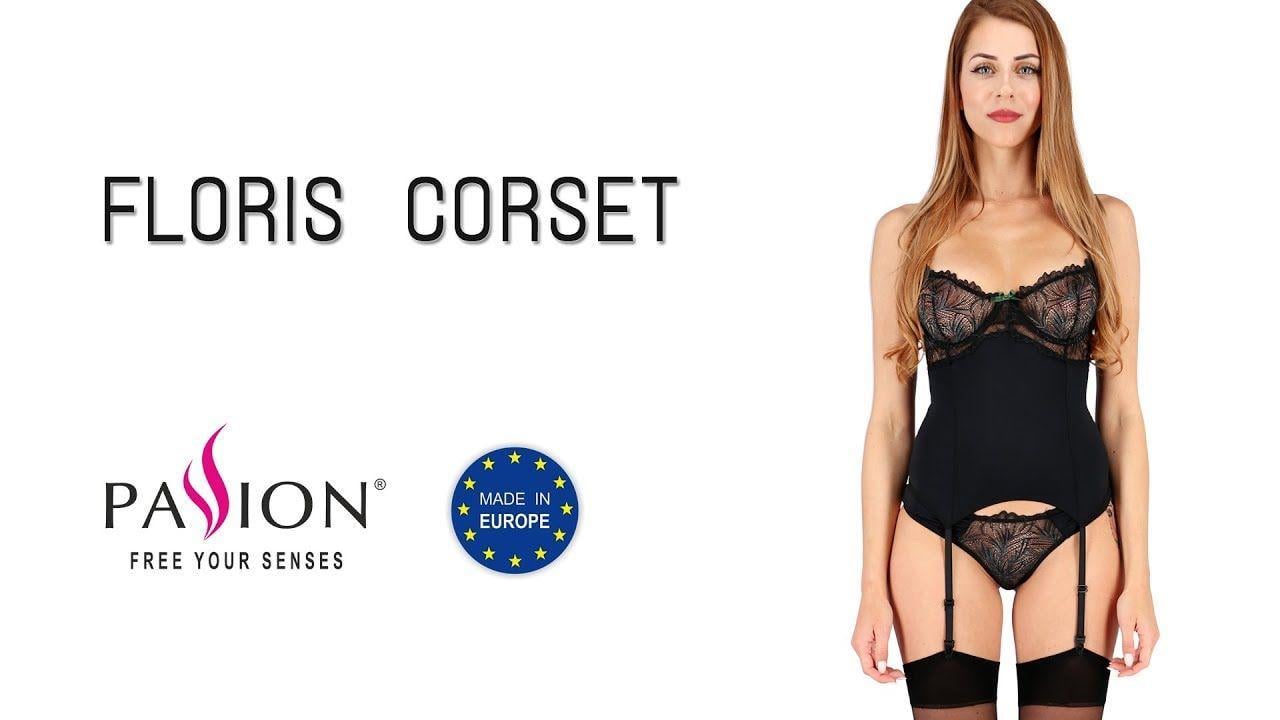 Корсет з пажами Passion Exclusive FLORIS CORSET L/XL Black - фото 4