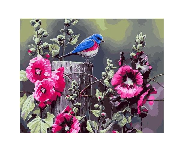 Картина по номерам Brushme GX25277 Синица и мальва 40x50 см (1311259870)