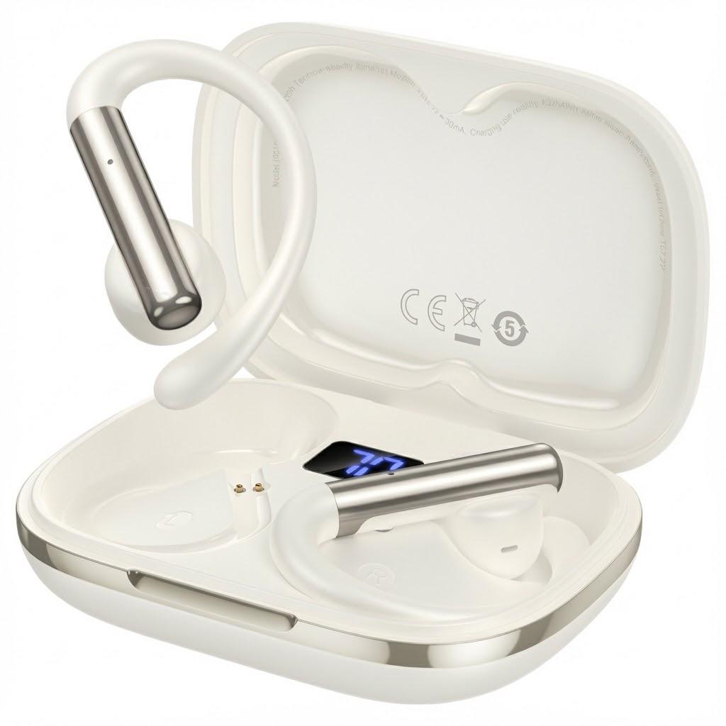 Навушники Hoco EW206 з Bluetooth 6.0 і цифровим індикатором заряду Білий