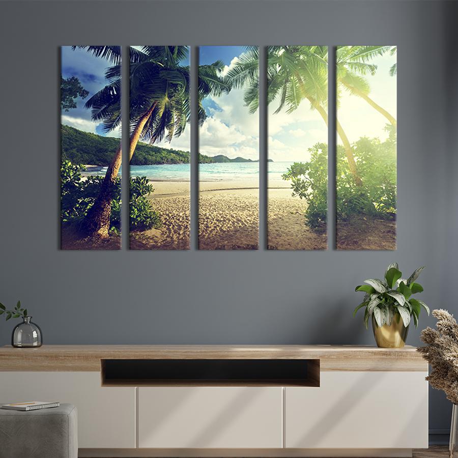 Картина модульная из 5 частей Пальмы на тропическом острове M 87x50 см (420-51) Картина модульная из 5 частей Пальмы на тропическом острове M 87x50 см (420-51)
