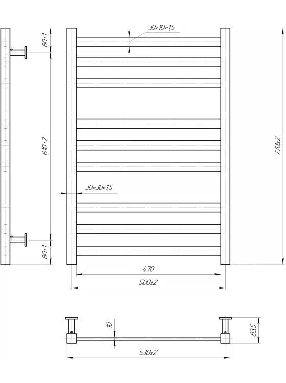 Полотенцесушитель водяной Mario INOX Чикаго 770х530/500 мм (1.073.044627.0 P) - фото 4 Полотенцесушитель водяной Mario INOX Чикаго 770х530/500 мм (1.073.044627.0 P) - фото 4