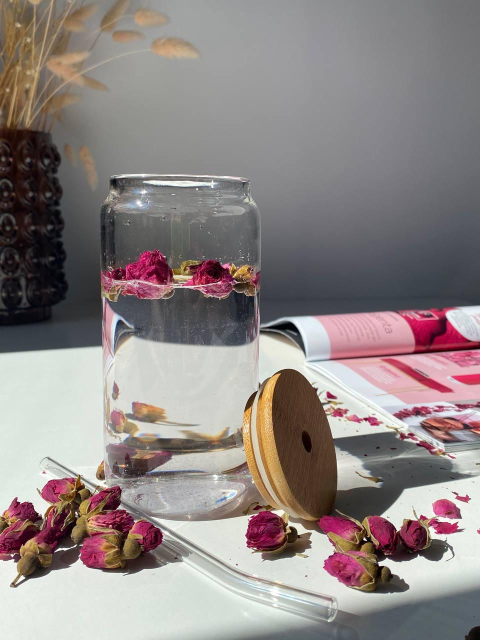 Склянка із трубочкою OLens Слоїк скло 530 мл (102-769)