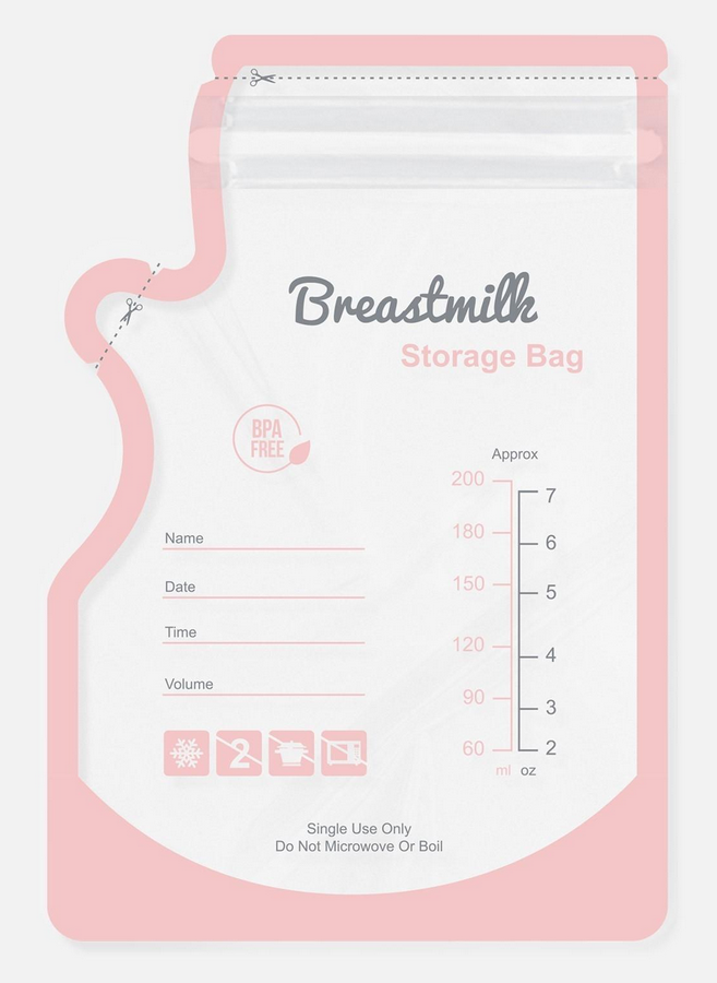 Пакеты для хранения грудного молока Swan Baby многоразовые для заморозки сцеживания 200 мл 30 шт. Розовый