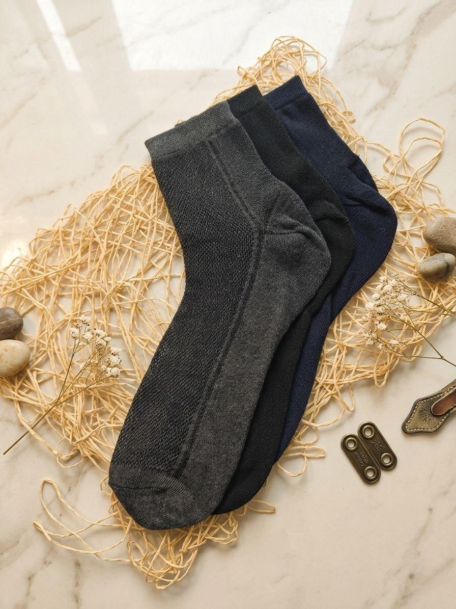 Набор мужских носков Дукат летние с сеткой укороченные р. 41-45 3 пары Черный/Синий/Серый (035S Mix Dark)