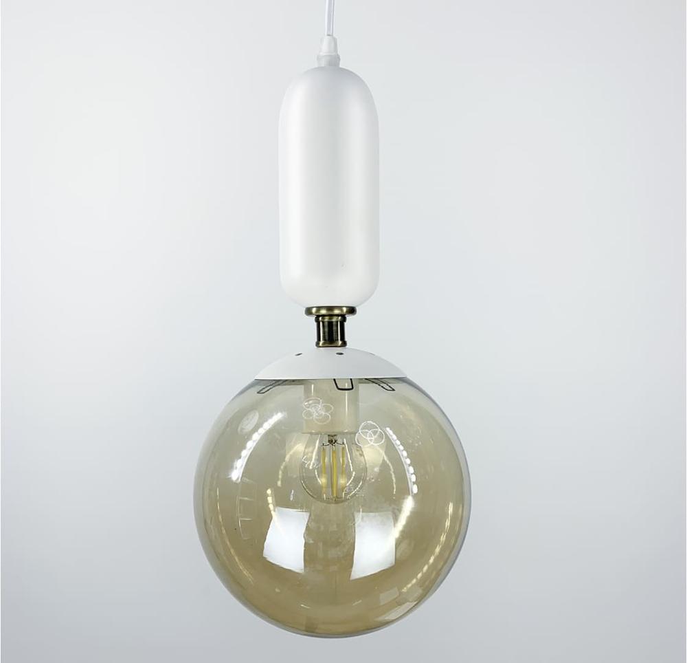 Підвісний світильник LineF з об'ємним плафоном Білий/Бурштиновий (12015/1 WT+AM) - фото 3