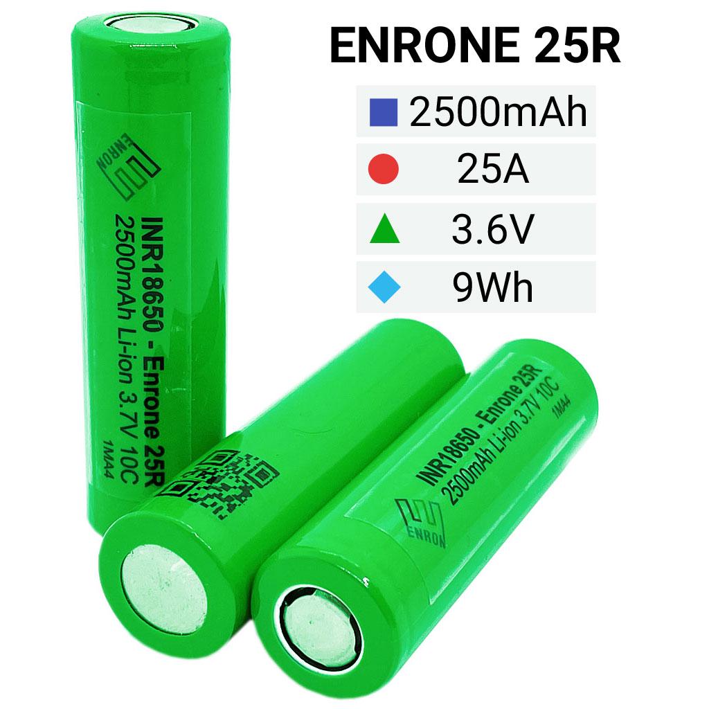 Акумулятор INR 18650 Enrone 25R високотоковий промисловий 10C 25A Li-Ion 2500 mAh (266226) - фото 2