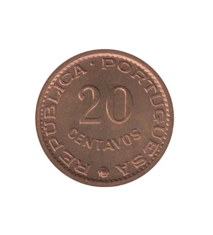 Коллекционная монета Сан-Томе и Принсипи 20 сентаво 1971 UNC (KM#16.2)