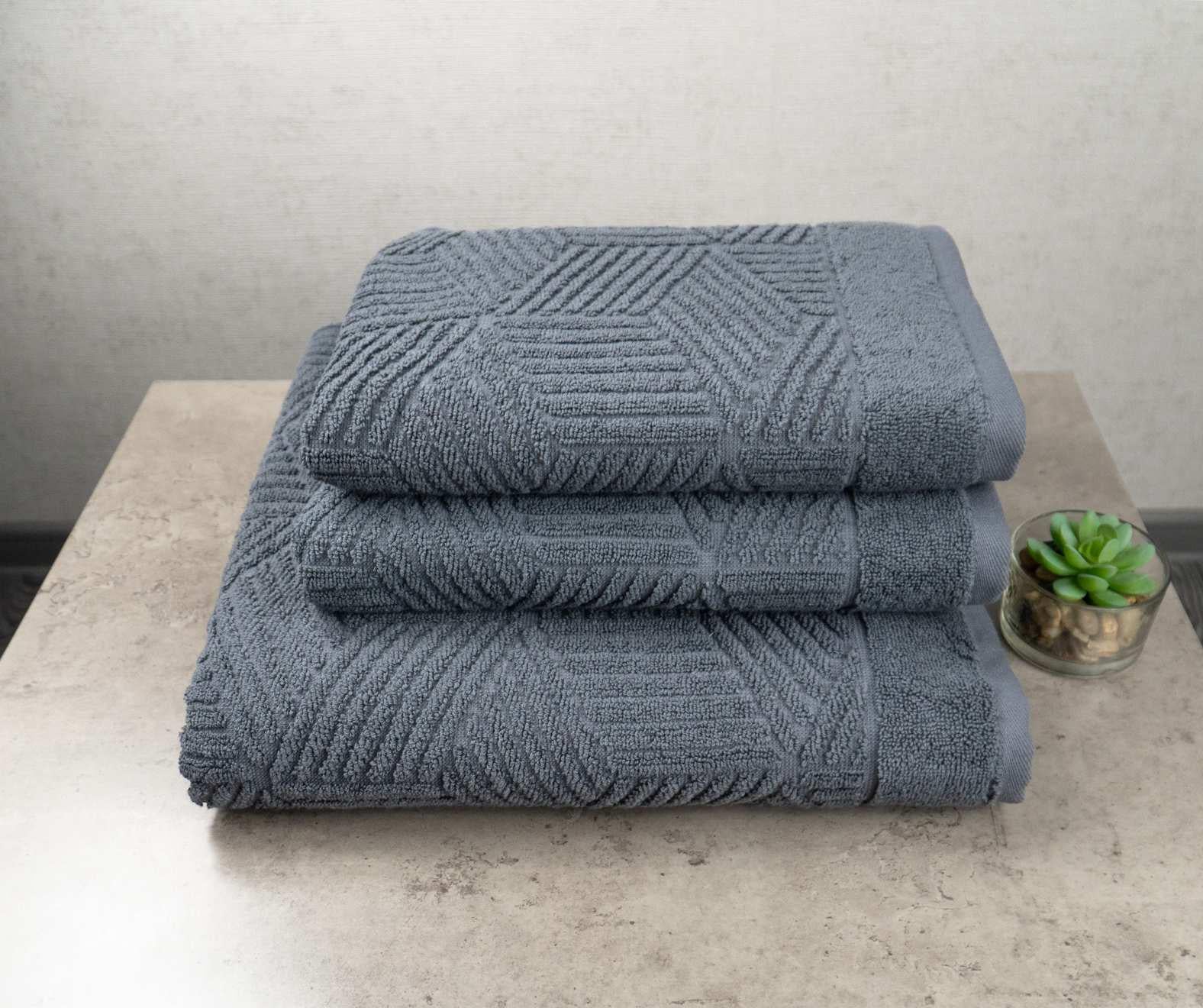 Комплект махровых полотенец GM Textile Уэльс 3 шт. Темно-серый (500-k-wales-grey)