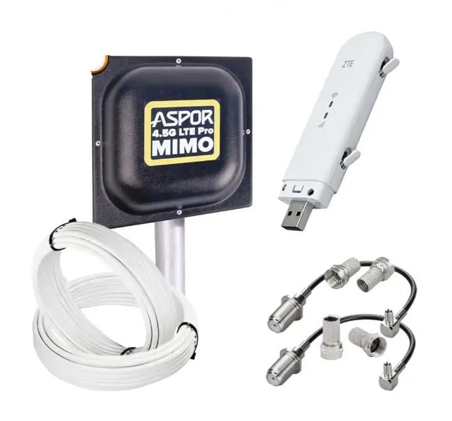 Интернет-комплект с модемом ZTE MF79U Wi-Fi 4G и панельная антенна 4.5G LTE MIMO Aspor T800 (1797457966)