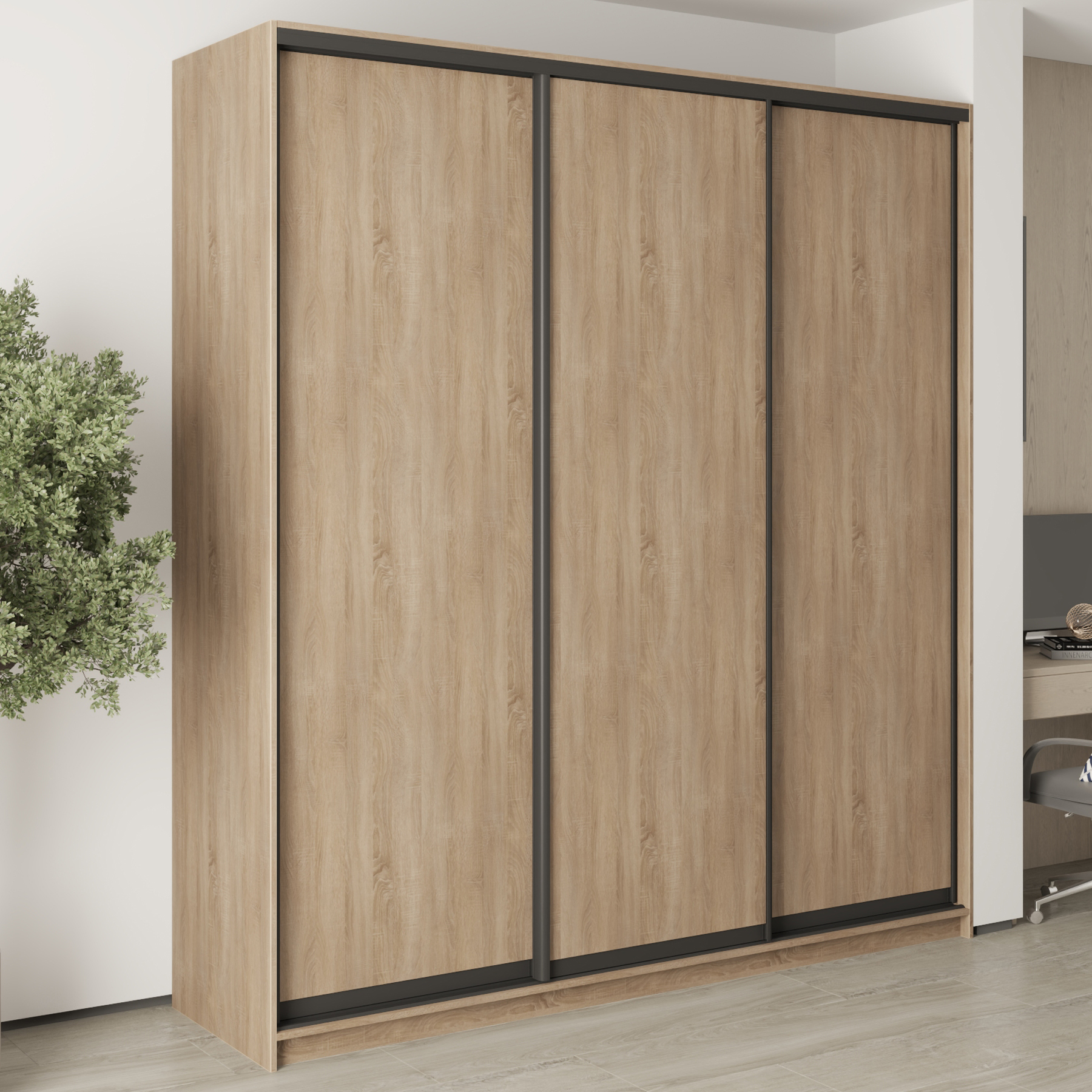 Шкаф-купе трехдверный Mebel Star Стандарт BG MBS-8578 220х60х240 см Дуб сонома (1007989)