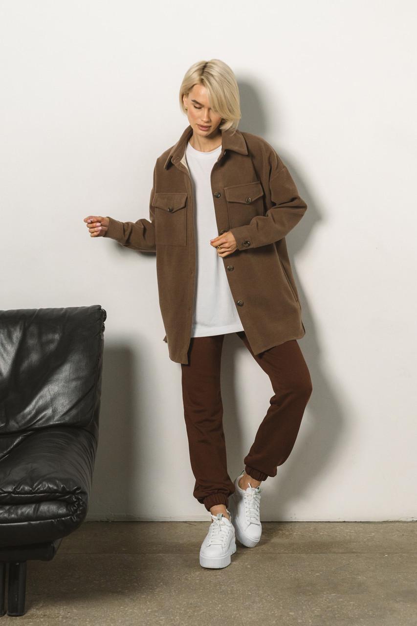 Пальто-рубашка женская из кашемира SM Коричневый (1822980663) Пальто-рубашка женская из кашемира SM Коричневый (1822980663)