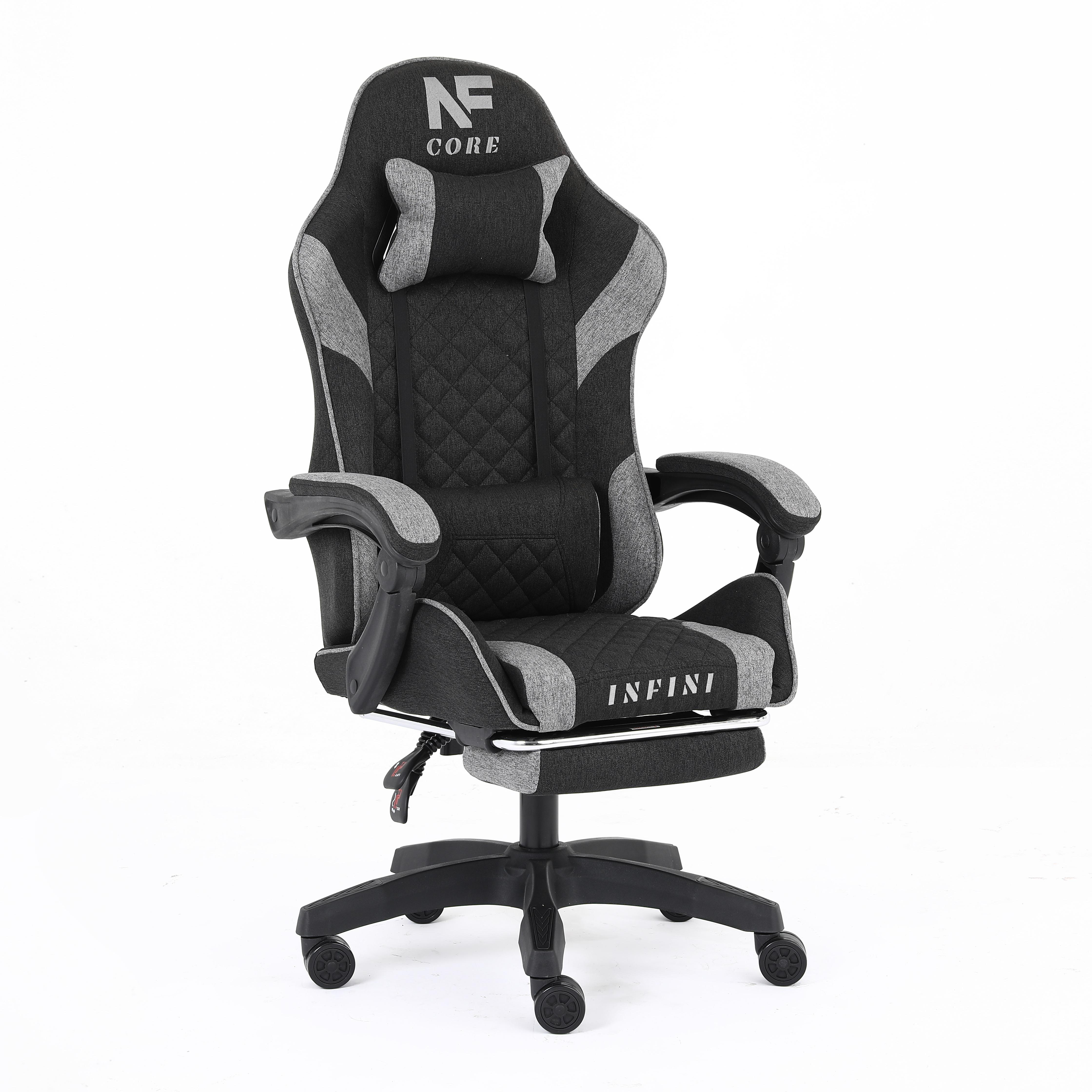 Крісло комп'ютерне з підставкою для ніг Infini Core Чорний/Сірий (30631282) Крісло комп'ютерне з підставкою для ніг Infini Core Чорний/Сірий (30631282)