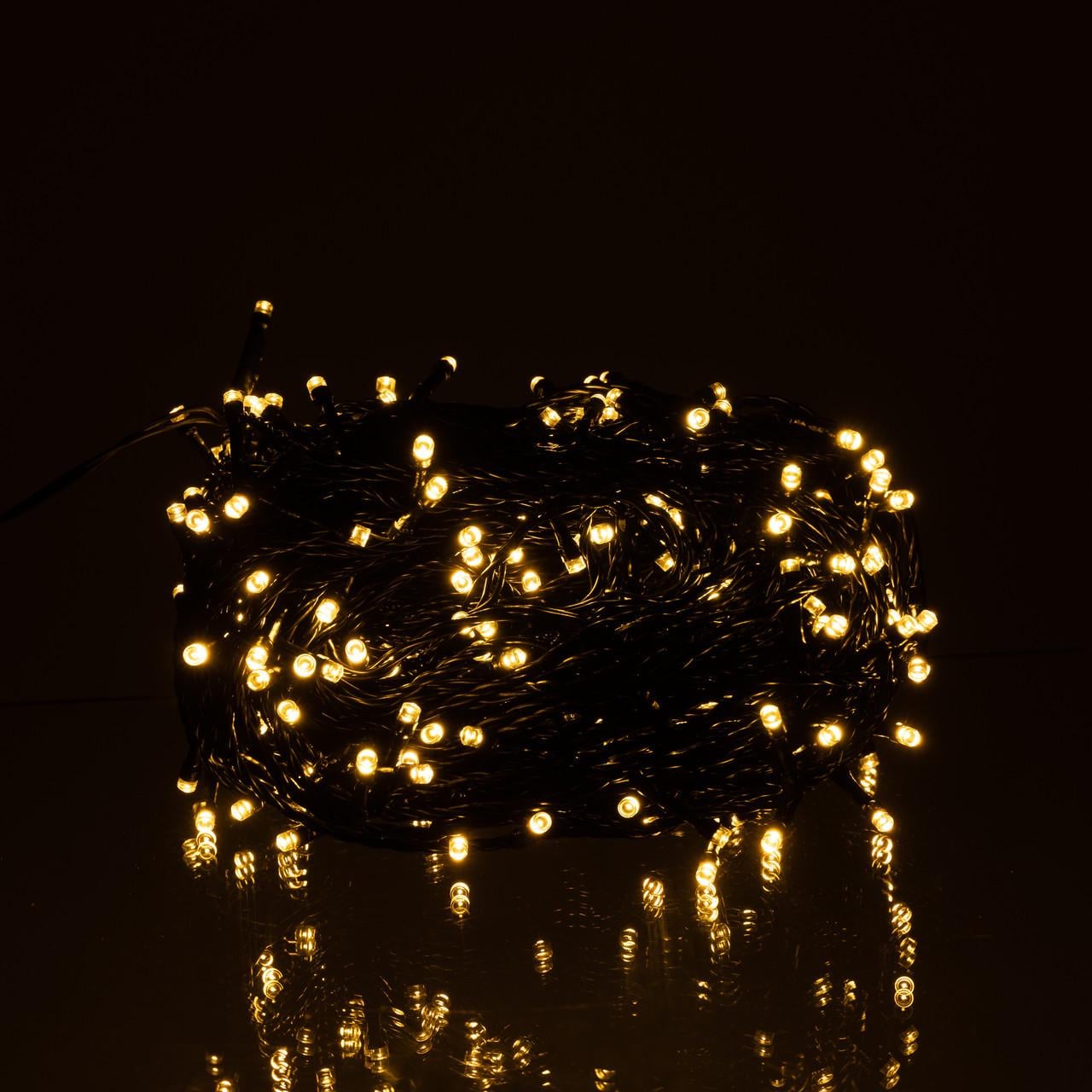 Гірлянда Нитка вулична 30 м 300 LED чорний провід Жовтий (CF300L30MBY)