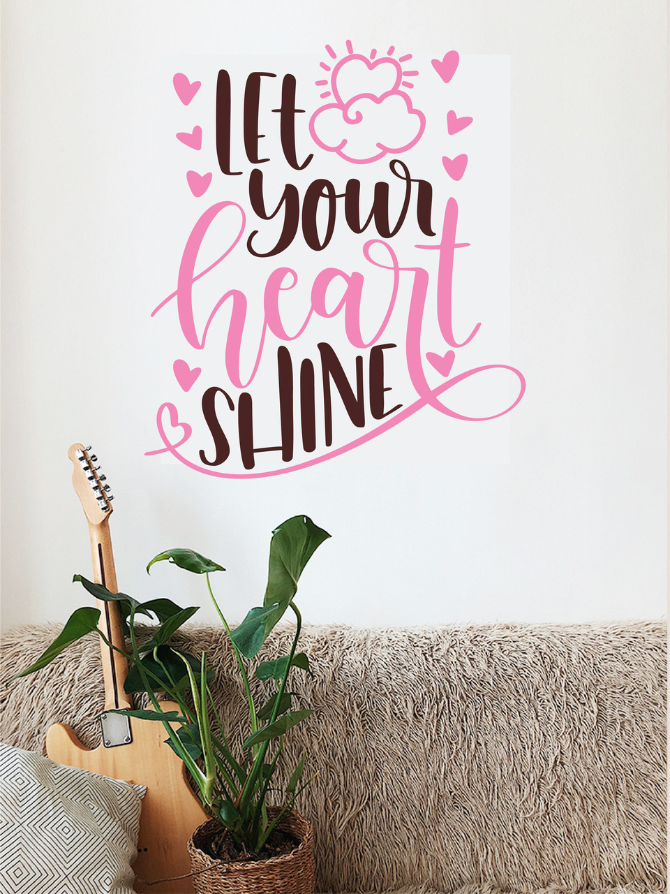 Наклейка виниловая 3D Zatarga Let your heart shine 970x1110 мм Коричнево-Розовый (1198049074)