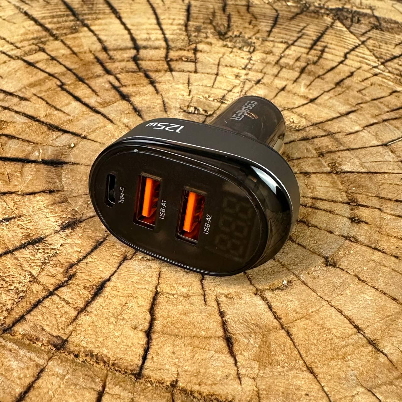 Зарядка в прикурювач Essager 2 USB-A 1 USB-C QC3.0 125 Вт швидка зарядка - фото 4