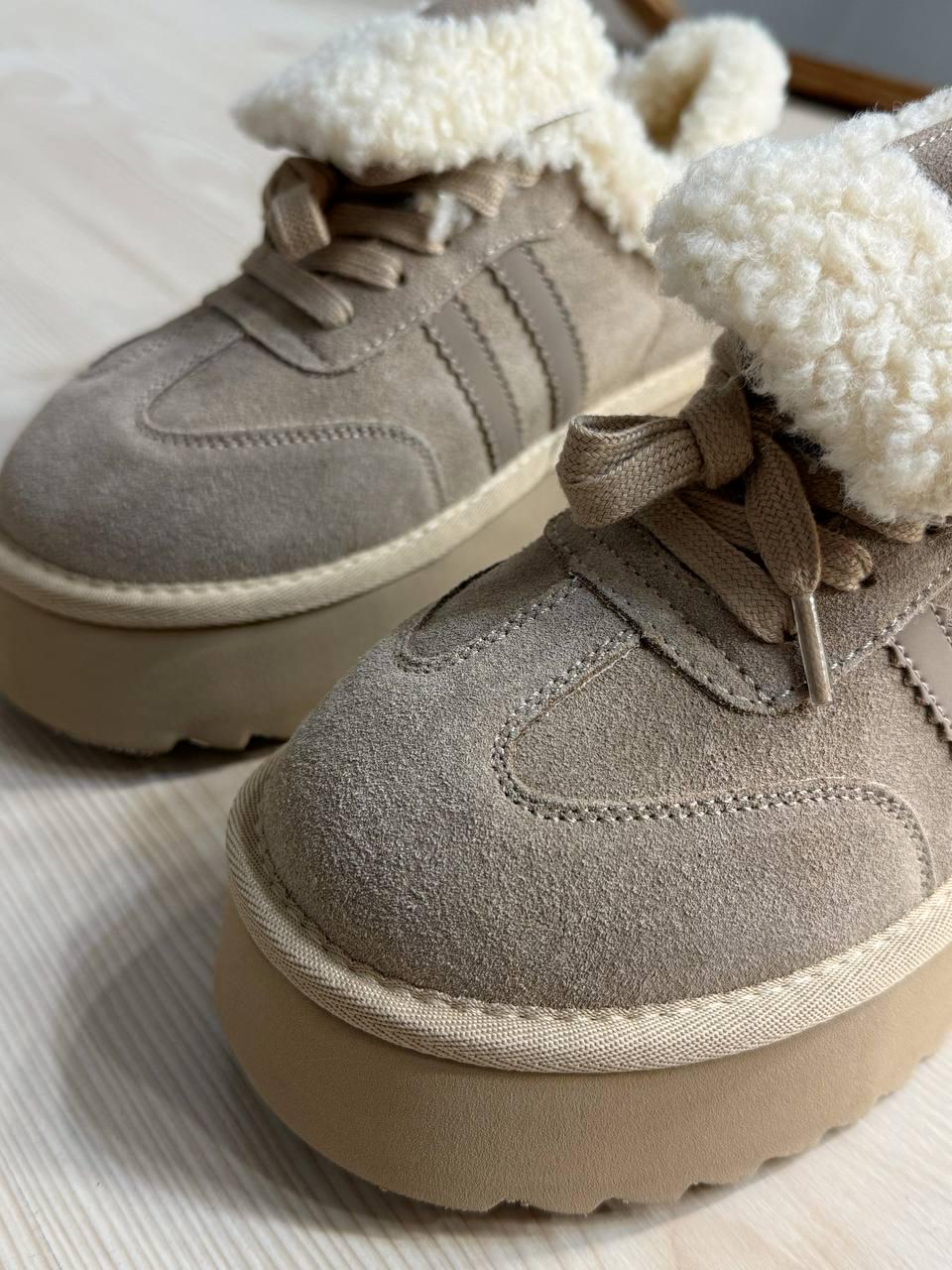 Черевики жіночі Hengji 009-3 уггі замшеві на хутрі р. 41 Бежевий (5856) - фото 3