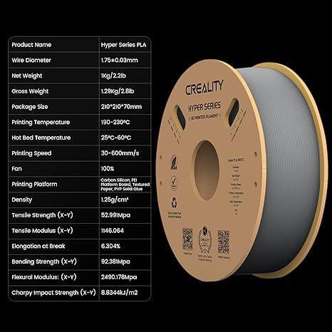 Филамент CREALITY Hyper PLA для 3D принтера 1 кг 1,75 мм Серый - фото 5