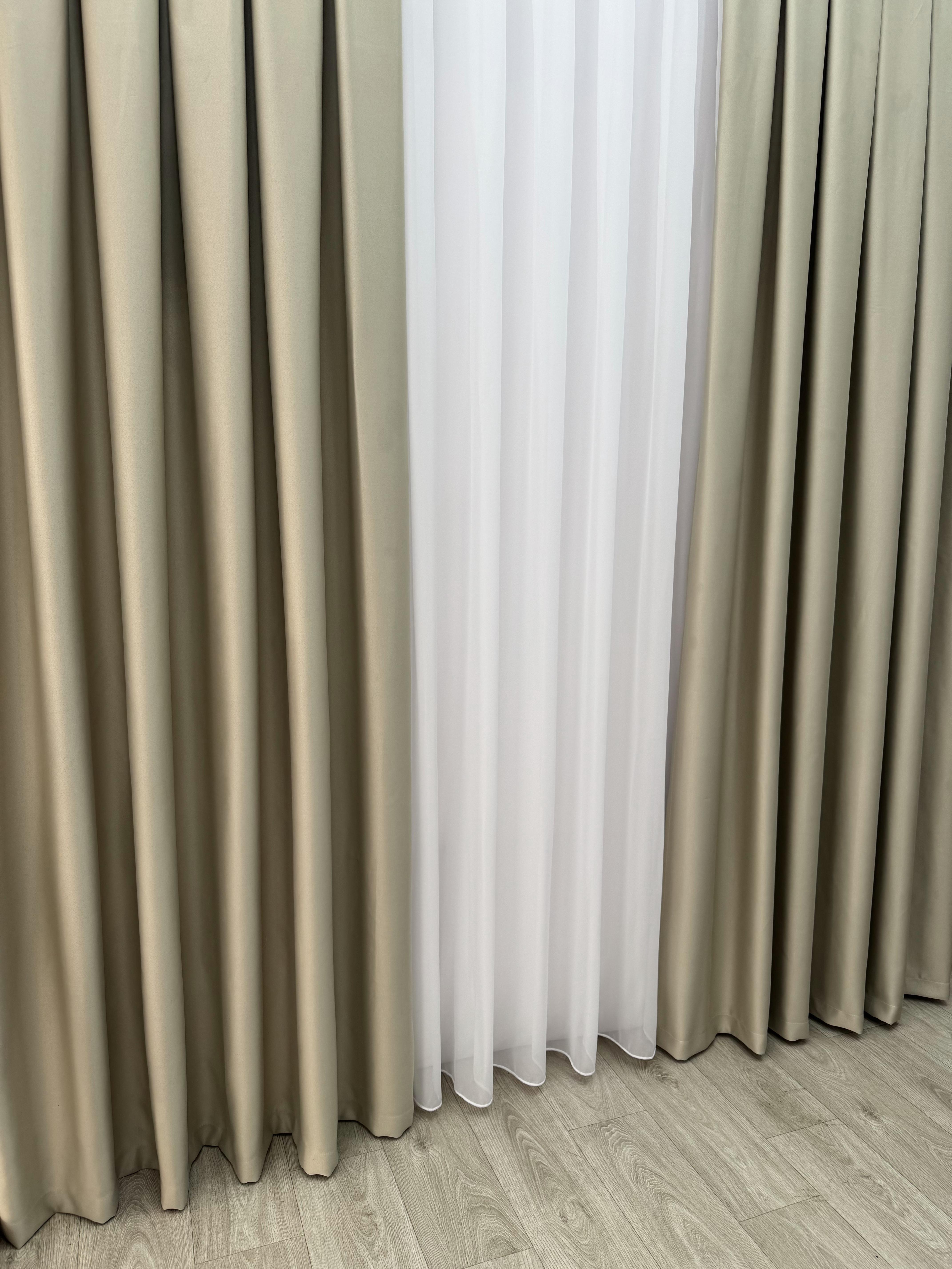 Штора блекаут на тесьме 6 см 300х260 см Серо-бежевый (11909277) - фото 2