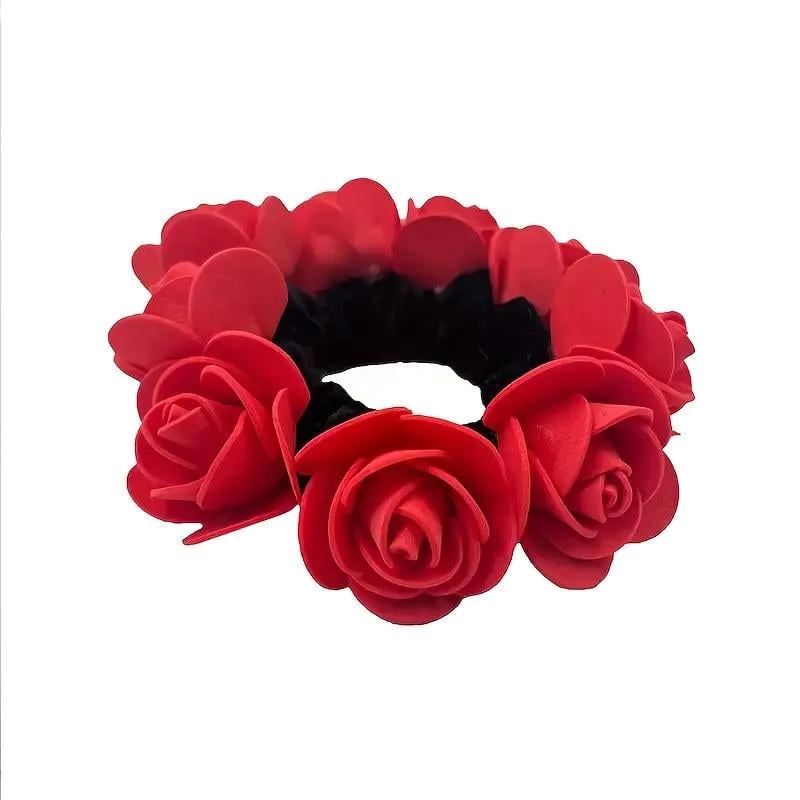 Резинка для волос с объемными розами 1 шт. Красный (2690234635)