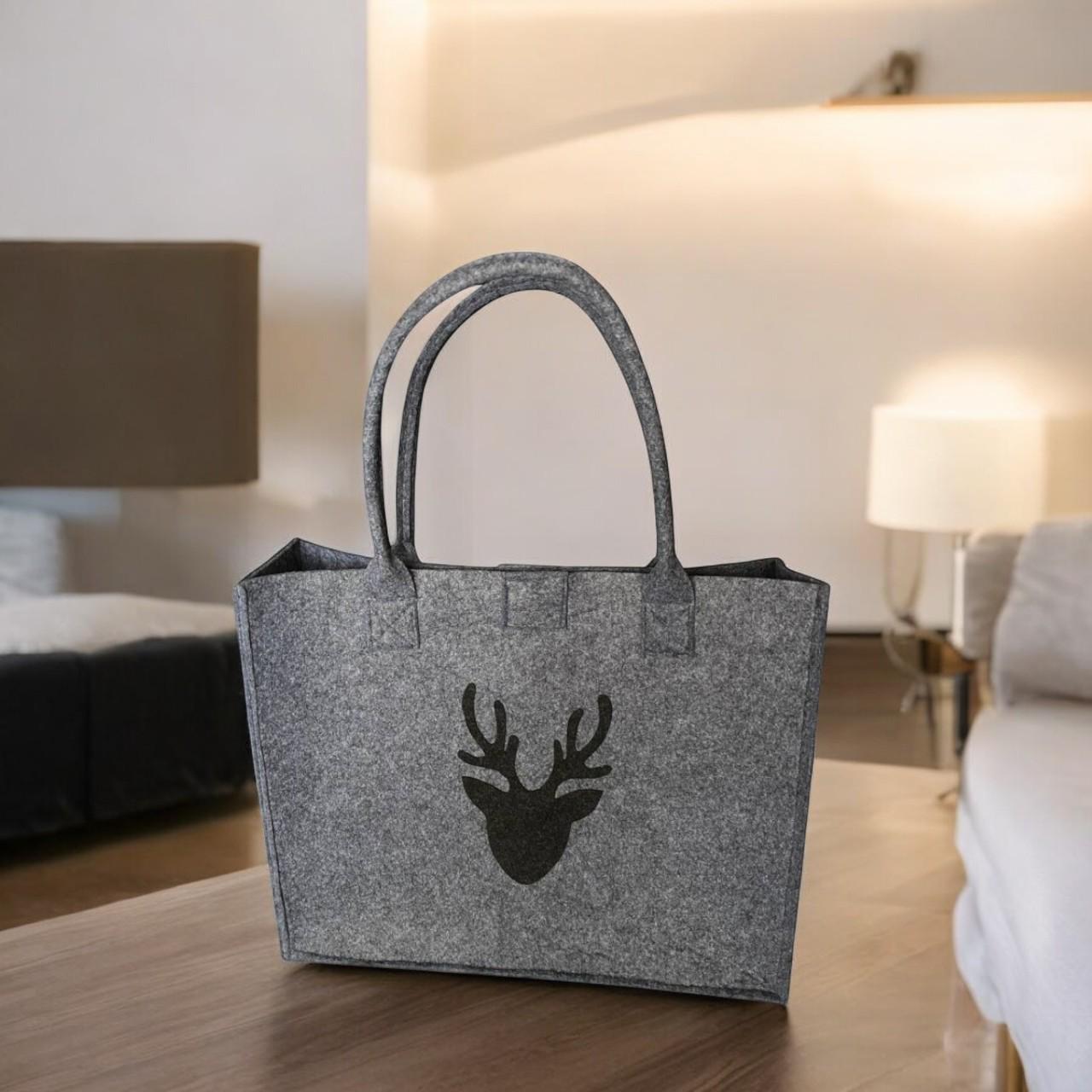 Шоппер из войлока HPI с ручками на кнопке универсальный Темно-серый (22922117) - фото 8