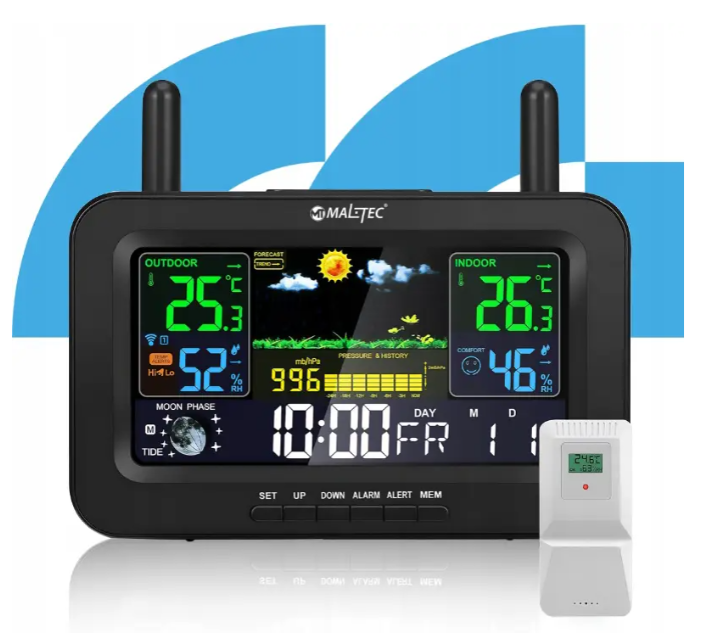 Метеостанція бездротова Maltec Daily1000M USB чорна (111979)