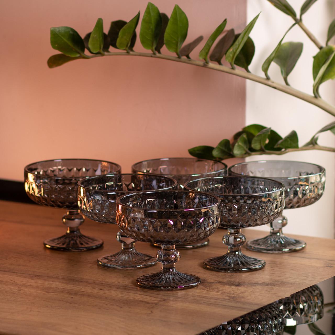 Набір креманок на ніжці 6 шт. 300 мл Сірий (HP-19-118) - фото 4 Набір креманок на ніжці 6 шт. 300 мл Сірий (HP-19-118) - фото 4