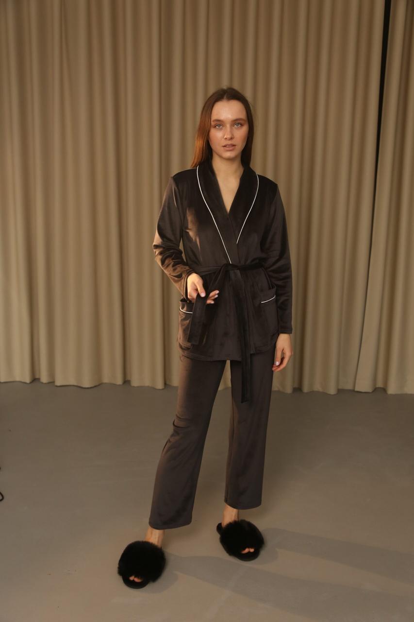 Пижама женская N.EL 1700-53k 2в1 халат/брюки S Графитовый (19993304)