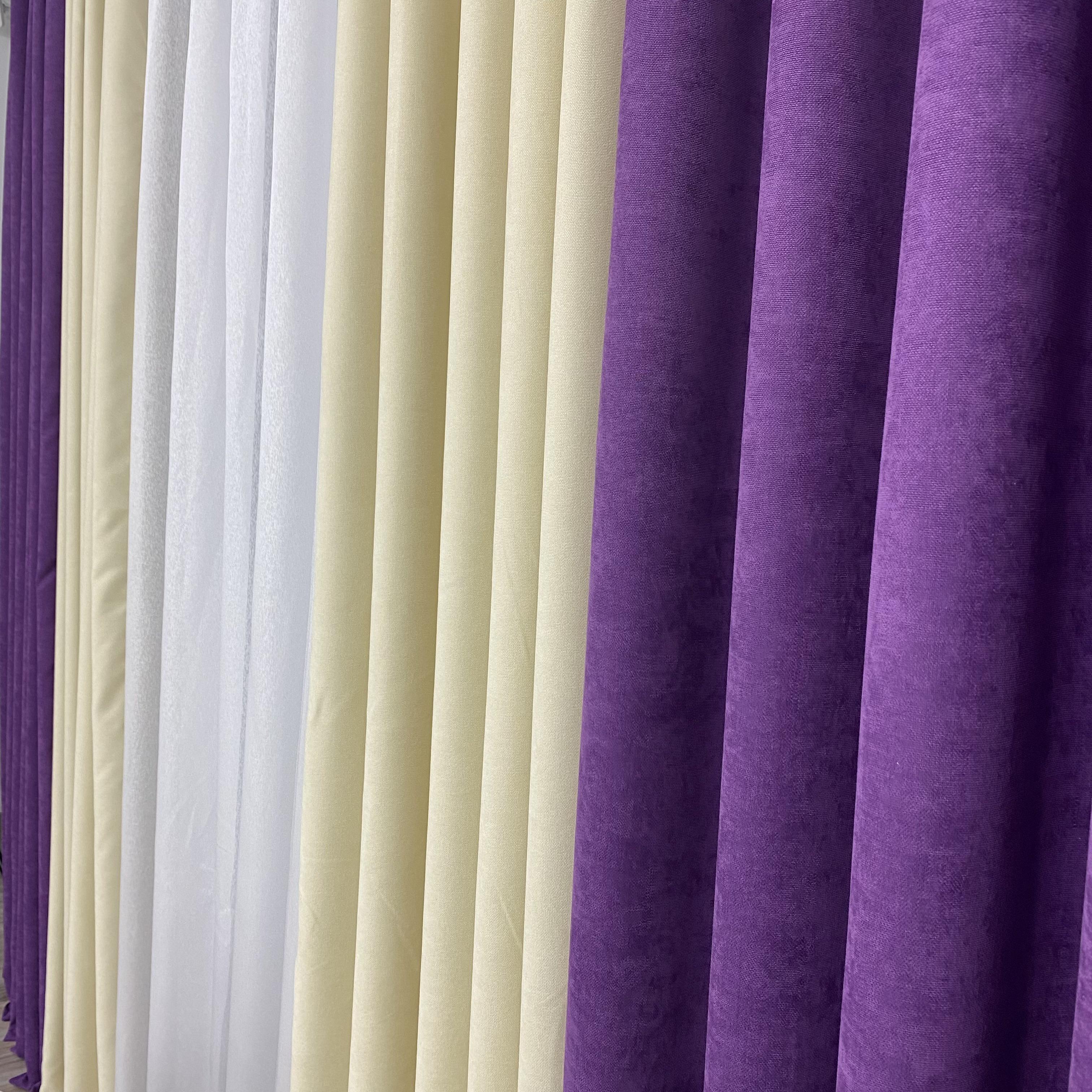 Шторы микровелюр TG Home Дуэт №450 1,50х2,70 м Фиолетово-кремовый (450-98/250) - фото 9
