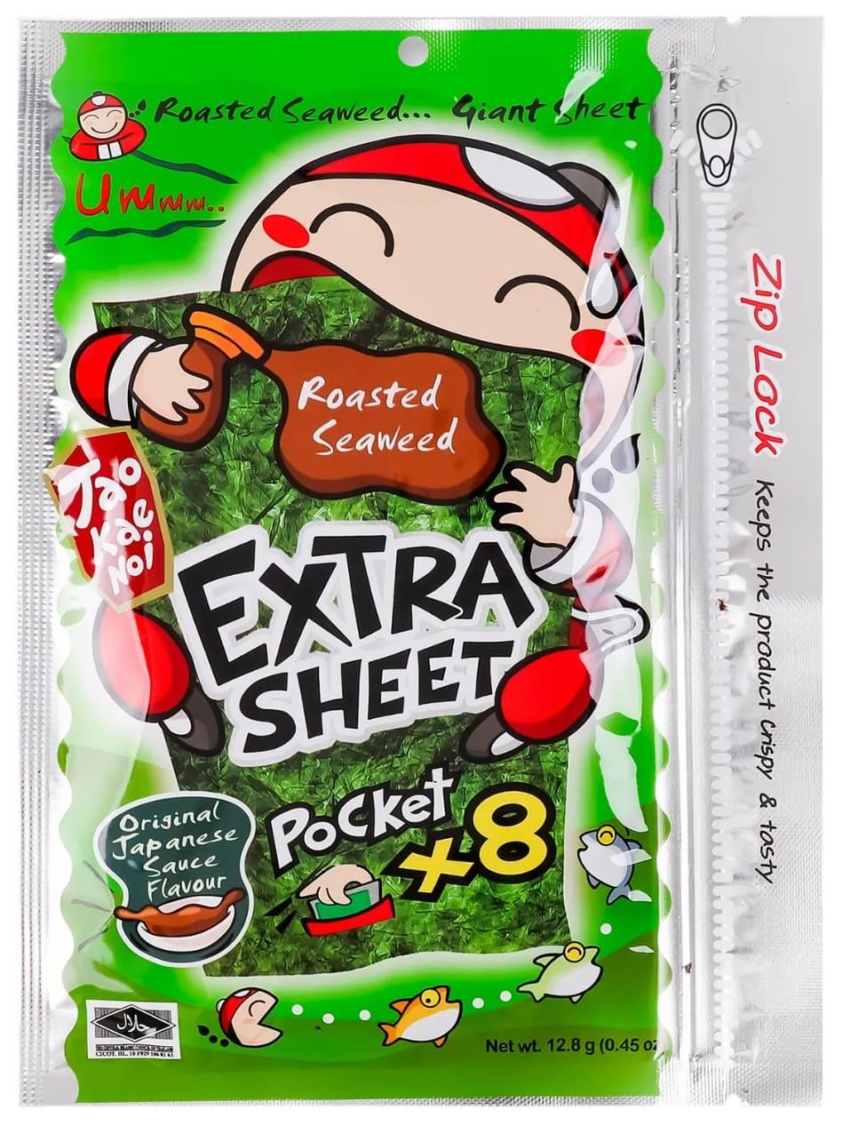 Чипси Норі Tao Kae Noi Extra Sheet Pocket x8 sheets Roasted Seaweed 12,8 г (2898203461)