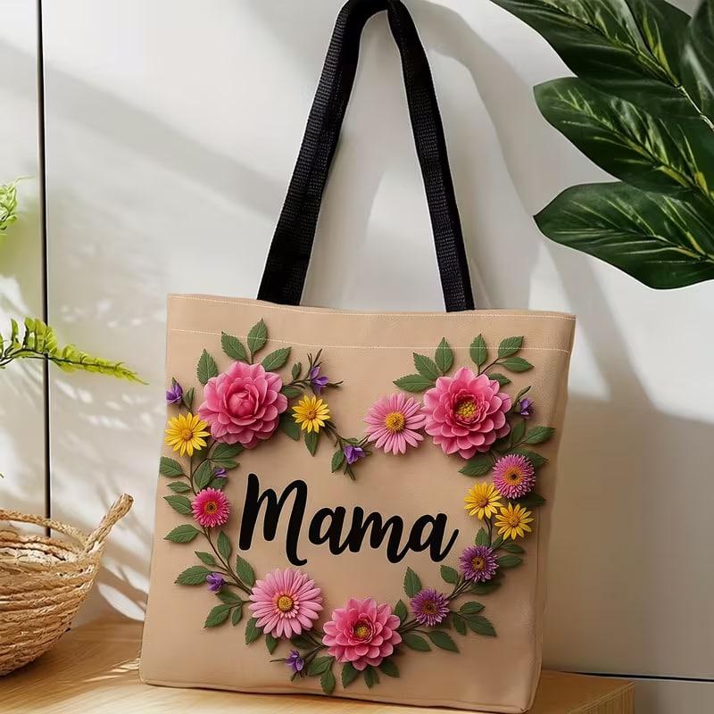 Эко-сумка-шоппер тканевая с принтом Mama с цветами Бежевый (3067720346) Эко-сумка-шоппер тканевая с принтом Mama с цветами Бежевый (3067720346)