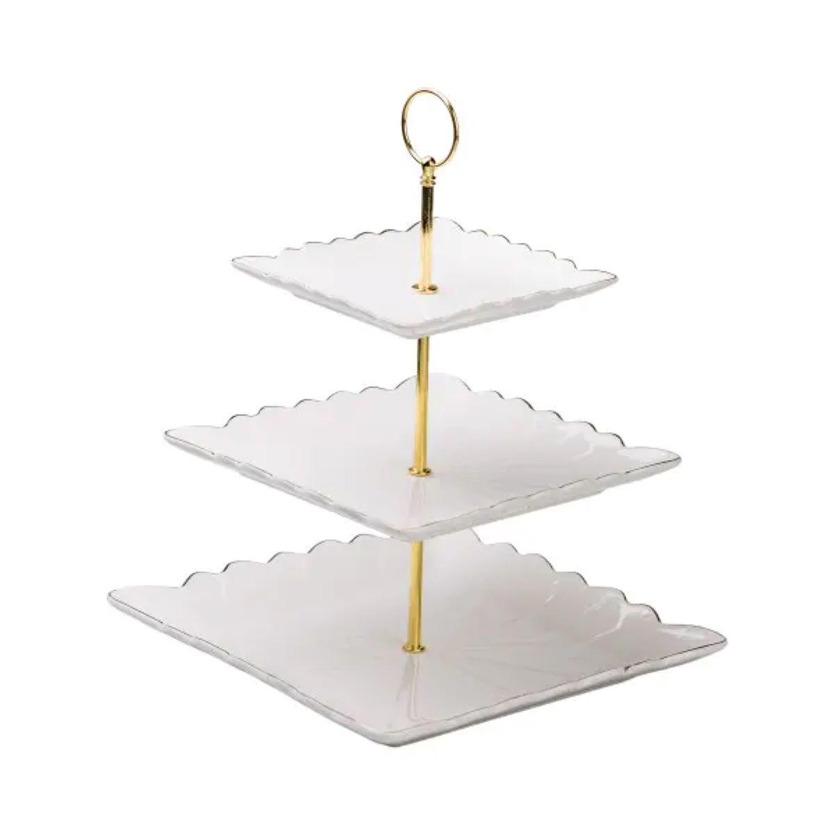 Этажерка для фруктов и десертов 3-ярусная квадратная Белый (5398) - фото 6 Этажерка для фруктов и десертов 3-ярусная квадратная Белый (5398) - фото 6