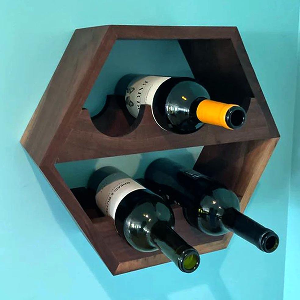 Полка для вина настенная из дерева Куруме Капучино (ПНК-007009)