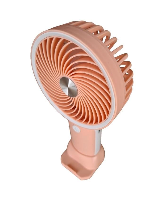 Вентилятор ручний Mini Fan HX09-1 акумуляторний з підставкою для телефону Персиковий з білим (ffb91a9b) - фото 2