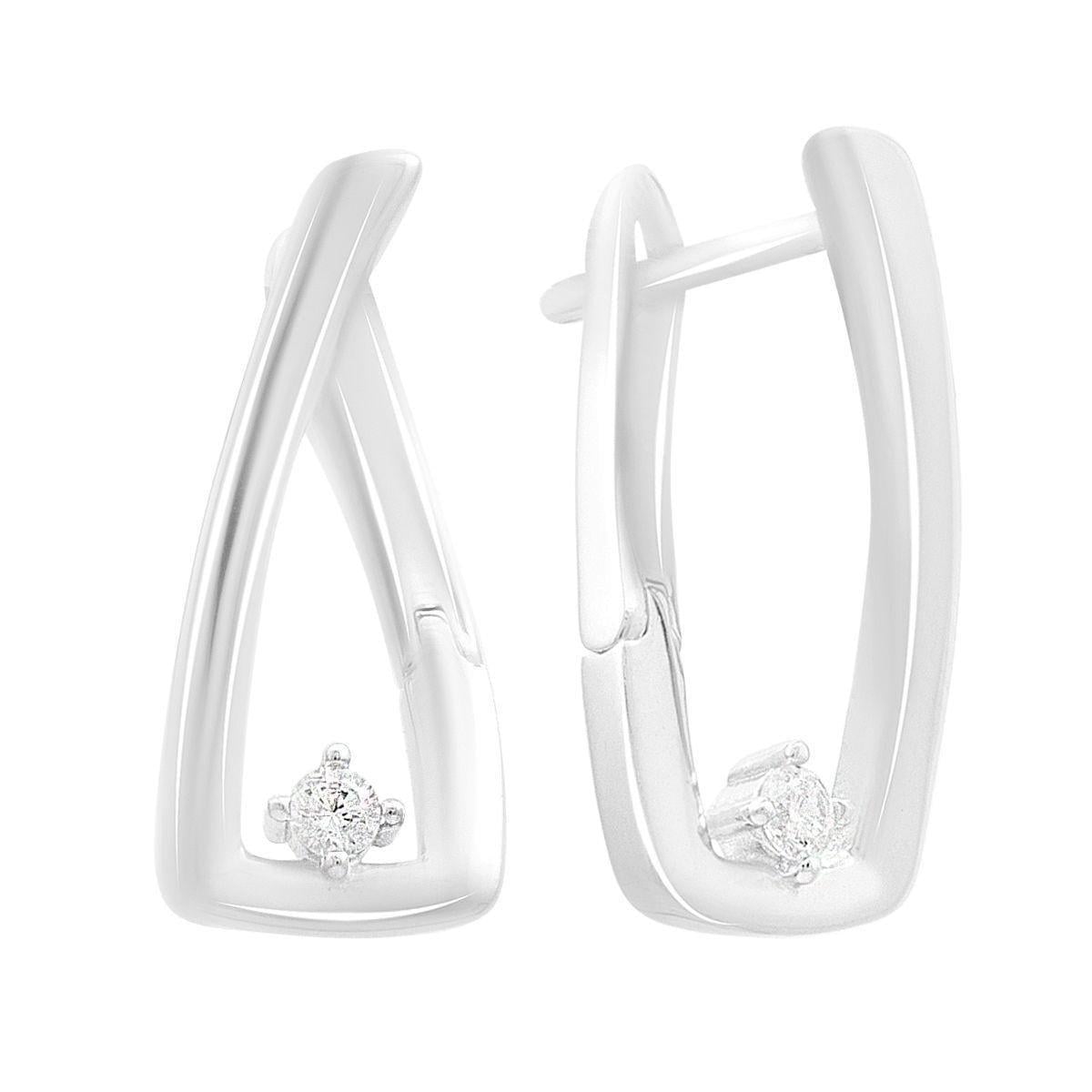 Серьги серебряные LoveR с изящной геометрической формой и фианитами английский замок