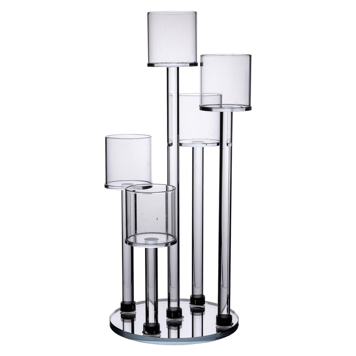 Подсвечник стеклянный Light House LG-30107 CL на ножке на 5 свечей высота 38 см Прозрачный