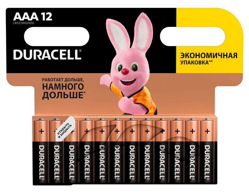 Батарейки Duracell AAA/LR03 Duralock Basic 1,5V 12 шт. Bulk (MN2400 12BL)