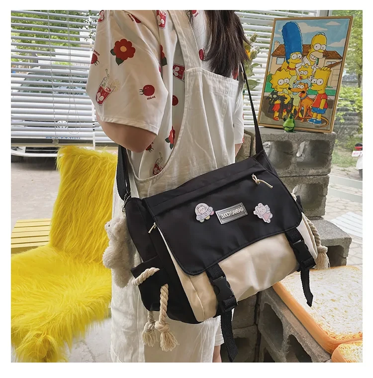 Сумка школьная для университета/школы с карманами в японском стиле Черно-белый (А527) - фото 6 Сумка школьная для университета/школы с карманами в японском стиле Черно-белый (А527) - фото 6