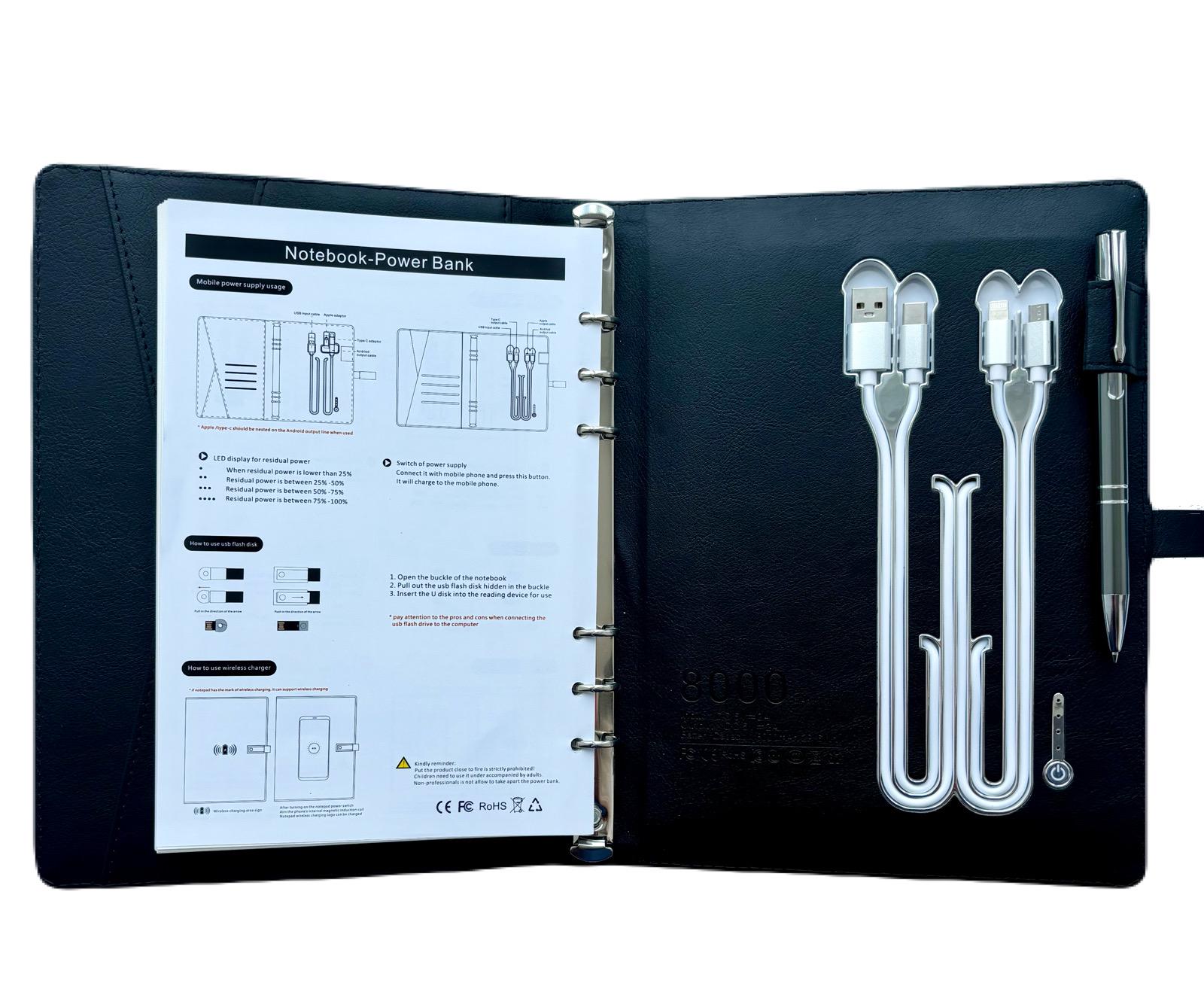 Блокнот-ежедневник AB tech Colorful c беспроводной зарядкой/Power Bank и USB flash 16 Gb Сірий - фото 4